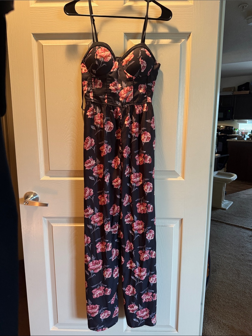 Floral Black and floral Spaghetti-Strap Maxi jumpsuit size S